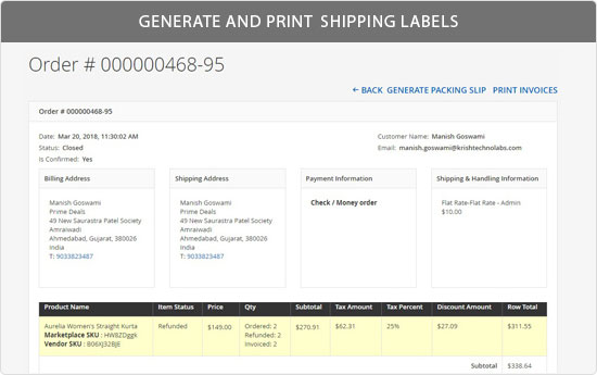 Generate and Print shipping